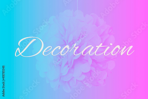 Obraz na płótnie Grafika z pomponem i napisem decoration. w salonie