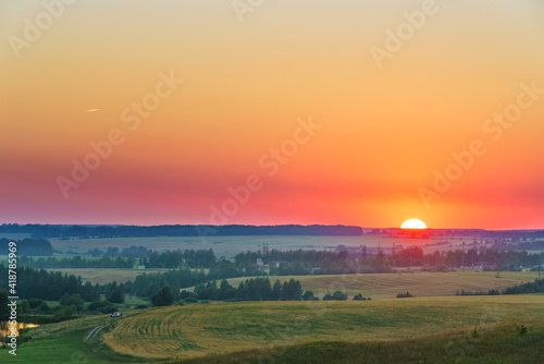 Vibrant sunset in russian countryside