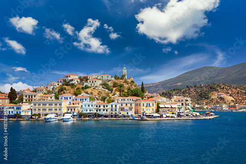 Greek town Poros at sunny day, Greece
