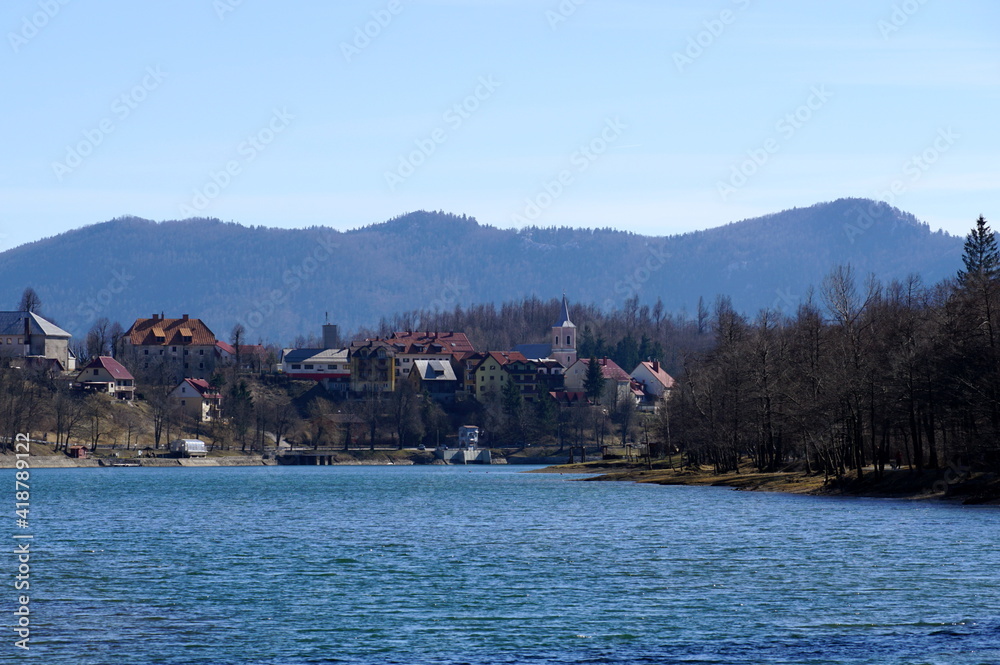 Town of Fuzine in Croatia placed in a forested county