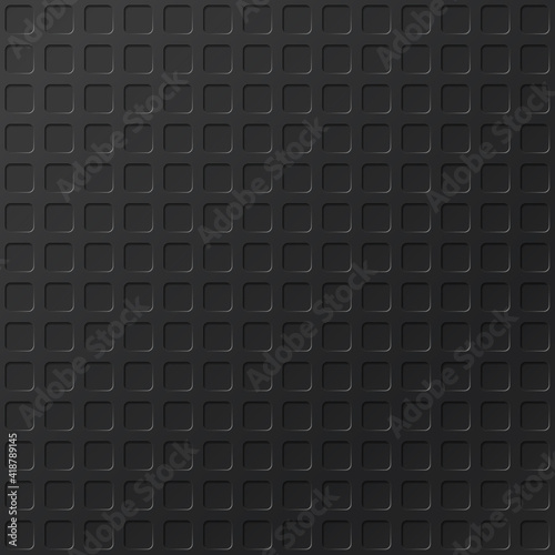 Realistic black metal background with tread plate pattern. Steel seamless texture