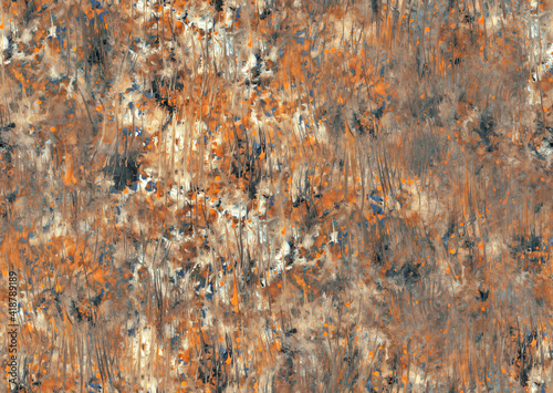 seamless abstract watercolor brown textural background with brown, orange and gray paint spots, strokes