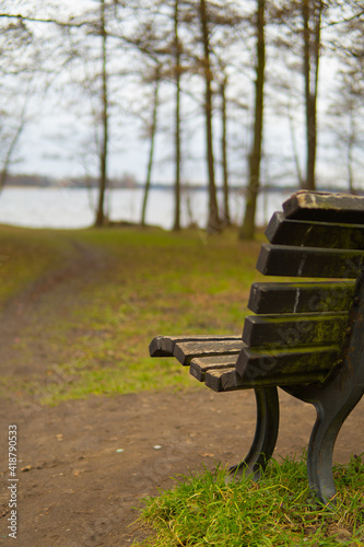 Bench near to the lake, beautiful scenic location in Brandenburg
