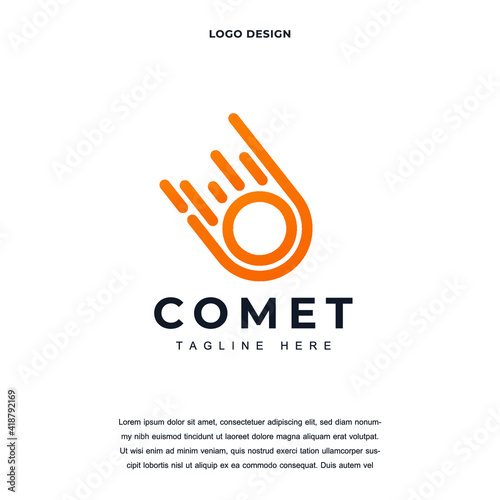 Creative meteor icon logo design vector illustration. comet technology logo design color editable