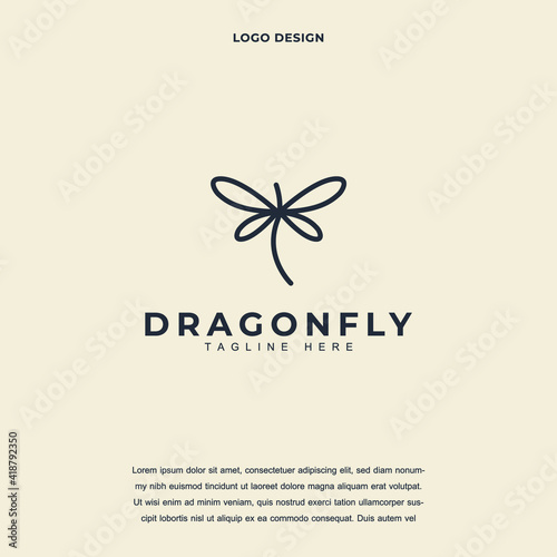 Creative Minimalist elegant Dragonfly wings icon logo design vector illustration. Dragonfly logo design color editable