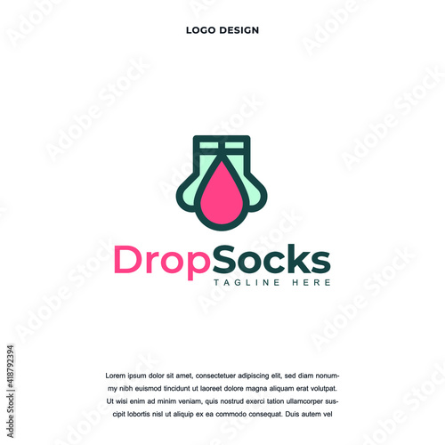 Creative sock and drop water icon logo design vector illustration. water drop and socks logo design color editable