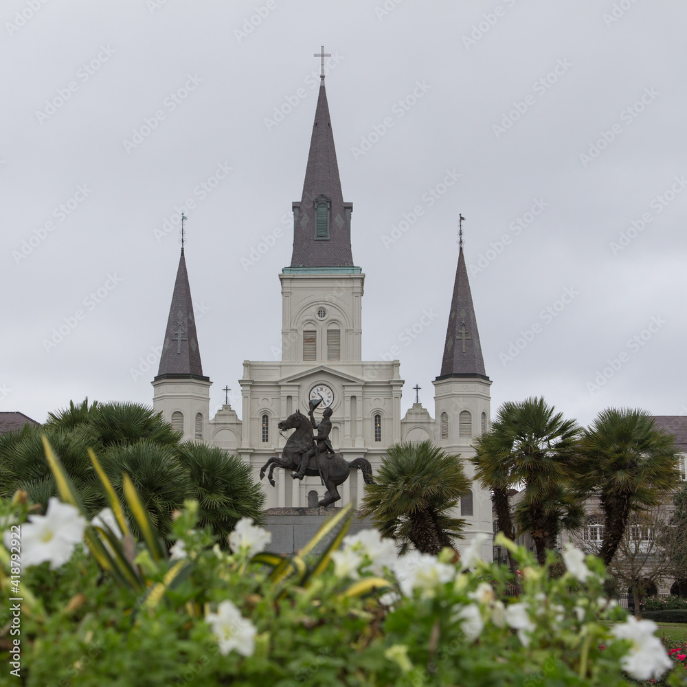 New Orleans, Louisiana, USA at Jackson Square and St. Louis Cathedral in the morning.