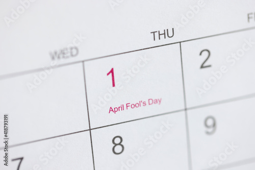 April Fools' Day is marked on calendar