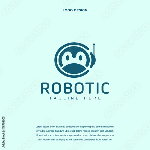 Creative robot icon logo design vector illustration. robotic logo design color editable