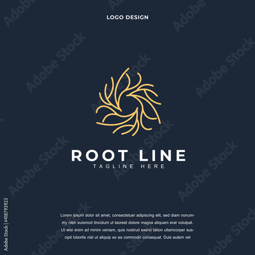 Creative root of the tree icon logo design vector illustration. tree root logo design color editable