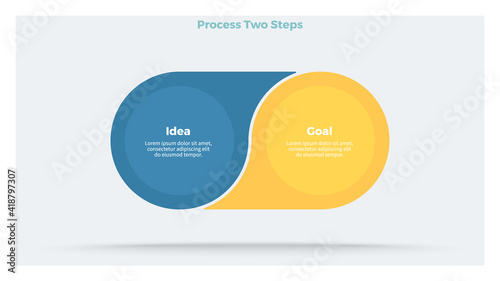 Business process. Timeline infographics with 2 steps, options, sections. Vector template. photo