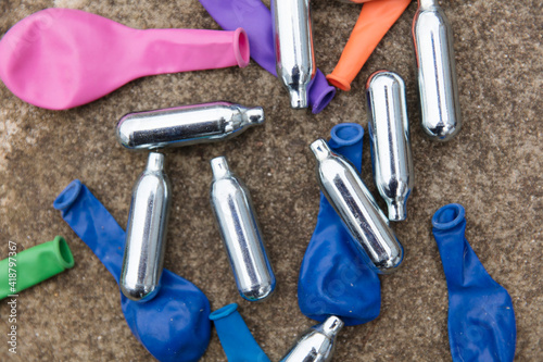 Nitrous oxide metal bulbs or laughing gas recreational drug use