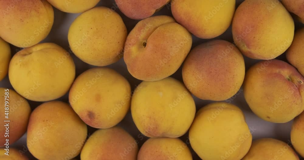 Zoom of ripe, juicy yellow apricots. Top view. Zoom of ripe, juicy yellow apricots. Top view.