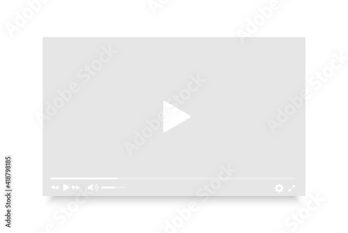 Video player mockup. Online video player template for web. Media Player interface. Vector illustration.