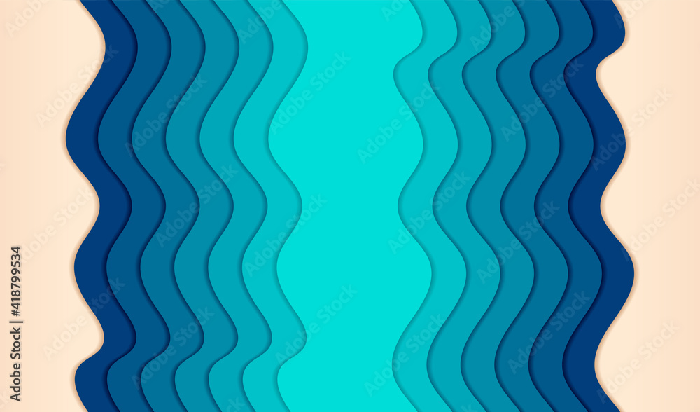 Abstract fluid blue ocean wave marine vertical banner background illustration for flyers, presentations and posters carving art Paper cut design Abstract fluid blue ocean wave marine vertical banner background illustration for flyers, presentations and posters carving art Paper cut design