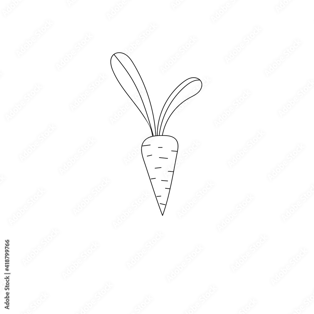 Handdrawn carrot doodle icon. Hand drawn black sketch. Sign symbol. Decoration element. White background. Isolated. Flat design. Vector cartoon illustration Handdrawn carrot doodle icon. Hand drawn black sketch. Sign symbol. Decoration element. White background. Isolated. Flat design. Vector cartoon illustration