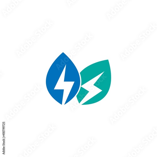 Power symbol lightning icon logo design vector