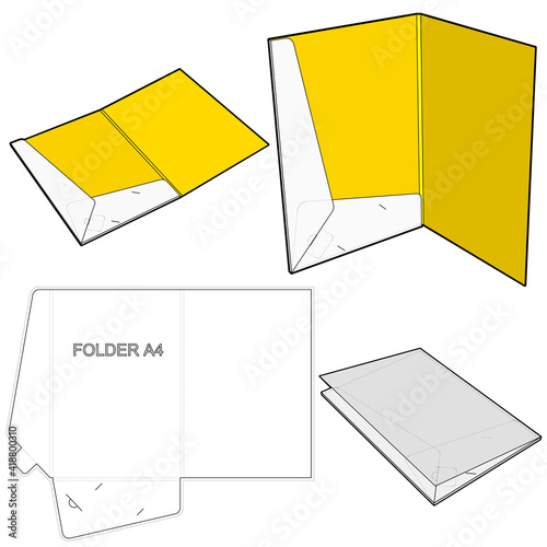 Folder with gusset 6 millimeter and Die-cut Pattern. The .eps file is full scale and fully functional. Prepared for real cardboard production.