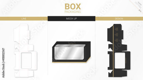 Box packaging and mockup die cut template