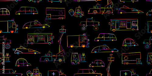 Traffic Jam. Cars on Road. Seamless Pattern for your design