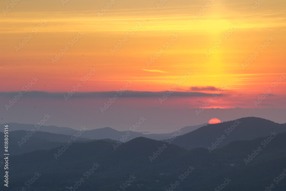 Sunrise from Sa Talaia mountain in Ibiza (Spain)