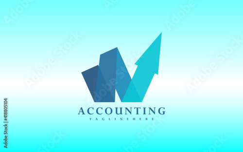Finance and Accounting Logo. Arrow Up Icon Isolated on Blue Background. Vector Icon Illustration. Design Template Element.