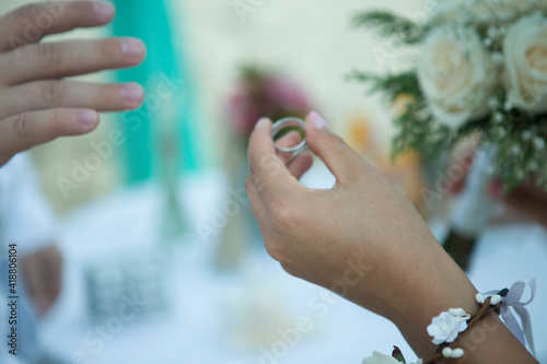 wedding rings at beach