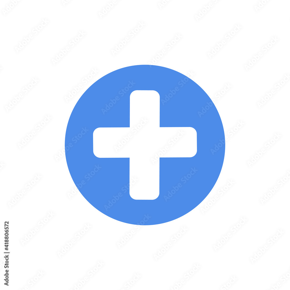 Blue first aid sign isolated on white background. Medical Round Emblem With Cross Flat Icon. Medical Vector Icon. Sign. Blue first aid sign isolated on white background. Medical Round Emblem With Cross Flat Icon. Medical Vector Icon. Sign.