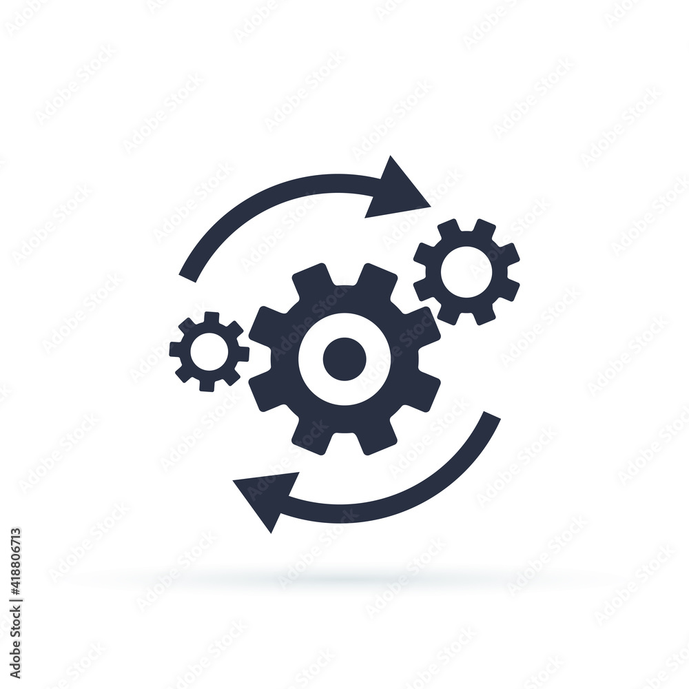 Process icon in flat style isolated on white. Process symbol in black ...