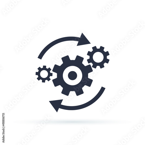 Process icon in flat style isolated on white. Process symbol in black for your web site design, app, UI. Simple symbol