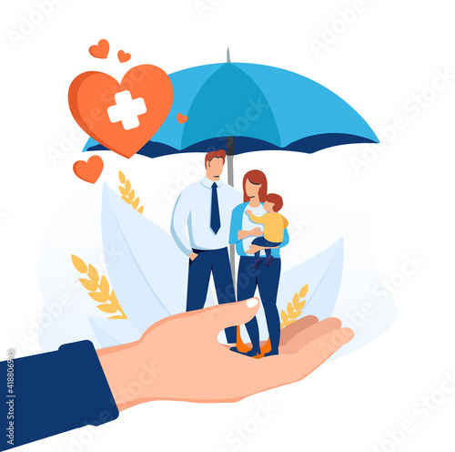 Life insurance as healthcare protection and family safety tiny person concept. Future financial support in accident.