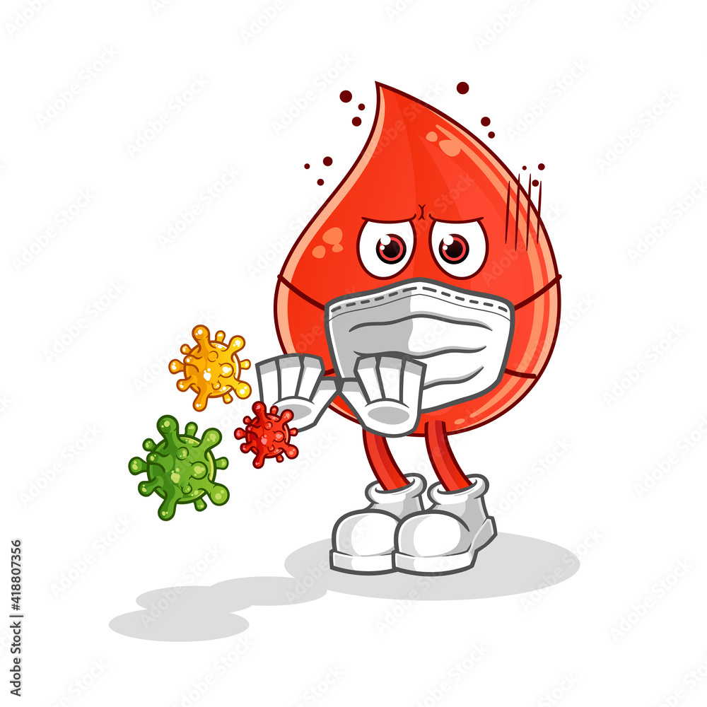Obraz premium blood drop refuse viruses cartoon. cartoon mascot vector