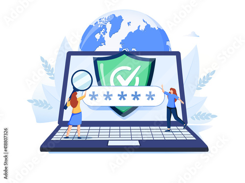 Network access abstract concept vector illustration set. Global web connection, VPN access, Ad blocking software, remote