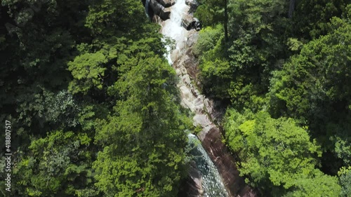 Yakushima Island, Japan. Shiratani Unsuikyo Ravine Aerial Tilt Reveal photo