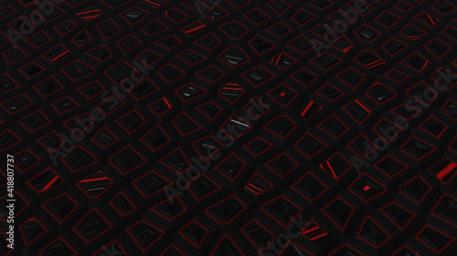 Abstract background of geometric cells in natural pattern 3D rendering Dark background