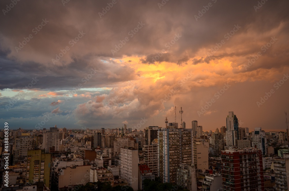 dramatic clouds over Buenos Aires city, Argentina