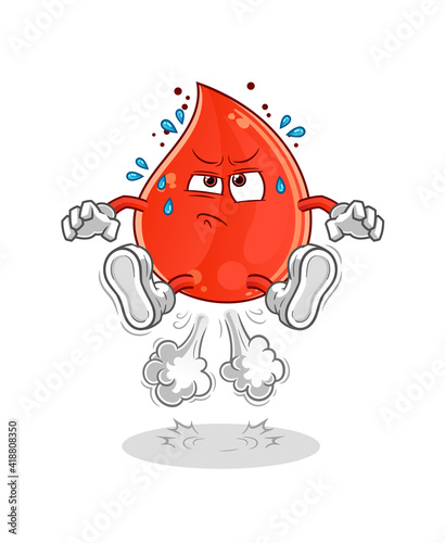  blood drop fart jumping illustration. character vector