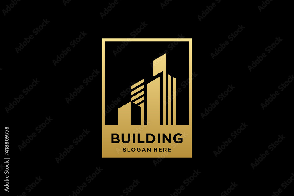 Golden building architecture logo design Golden building architecture logo design