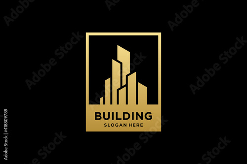 Golden building architecture logo design inspiration