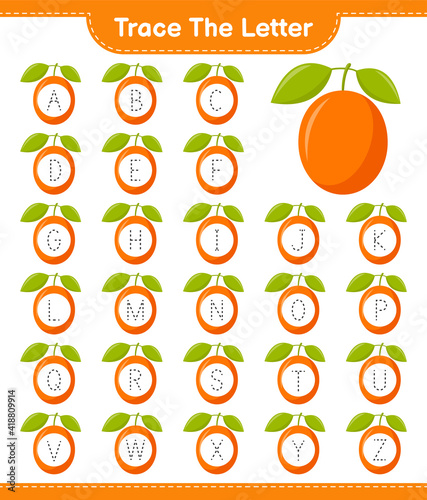 Trace the number. Tracing number with Ximenia. Educational children game  printable worksheet  vector illustration