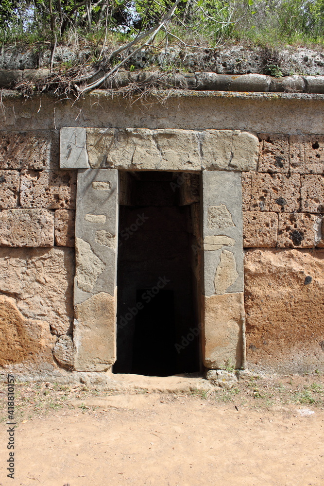 Entrance of a circular tomb in Cerveteri, Italy