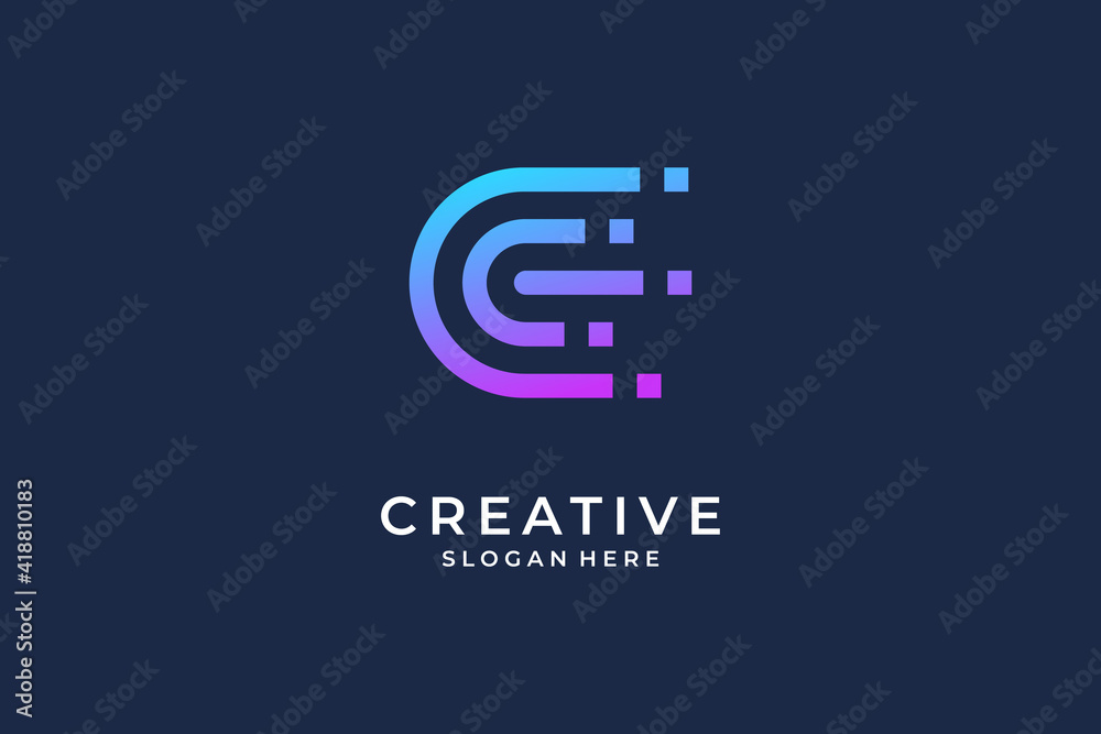 Initial C logo design technology Initial C logo design technology