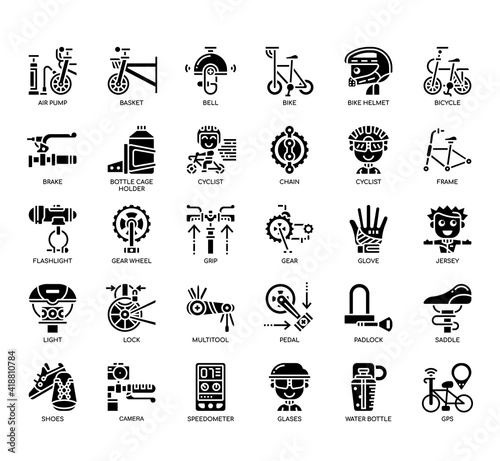 Set of Bicycle Element thin line and pixel perfect icons for any web and app project.