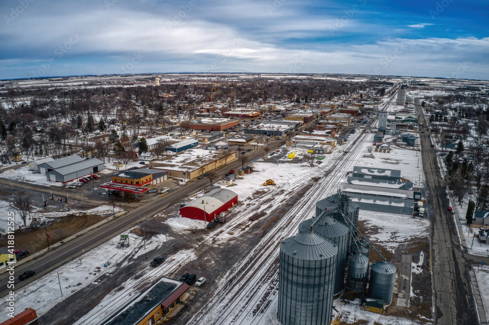 Aerial View of Morris, Minnesota in Winter
