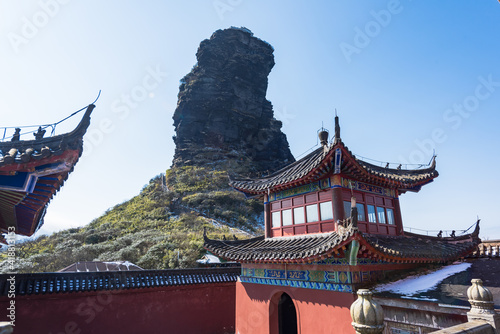 Fanjing Mountain on a cloudy winter day in Tongren, Guizhou, China photo