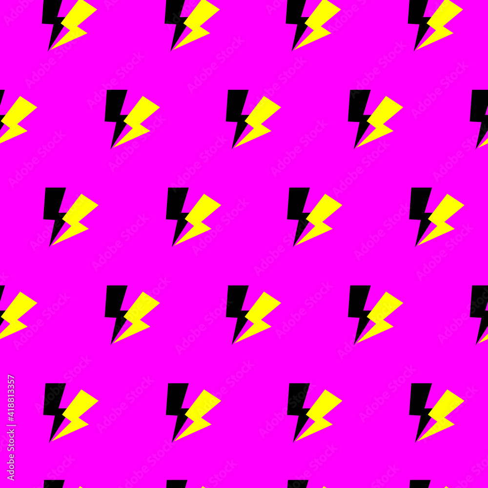 Black and yellow lightning on a pink background seamless pattern. Modern bright design for paper, cover, fabric, interior decor, t-shirts, cups and other users. Can be used as wallpaper on your phone Black and yellow lightning on a pink background seamless pattern. Modern bright design for paper, cover, fabric, interior decor, t-shirts, cups and other users. Can be used as wallpaper on your phone