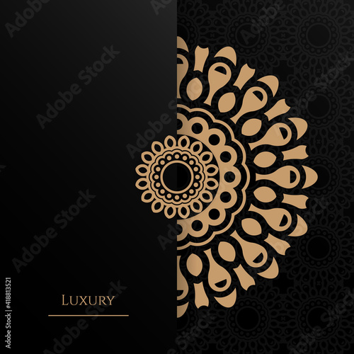 Luxury ornamental mandala design background in gold color. - Vector.