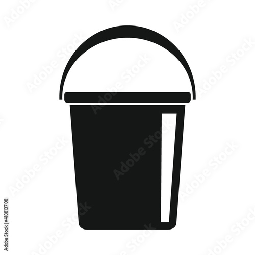 Modern plastic bucket black simple icon © keltmd