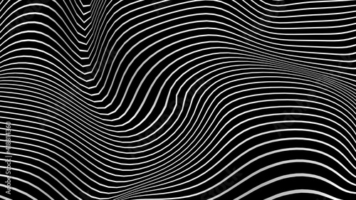 Black and white curve wave line abstract background.