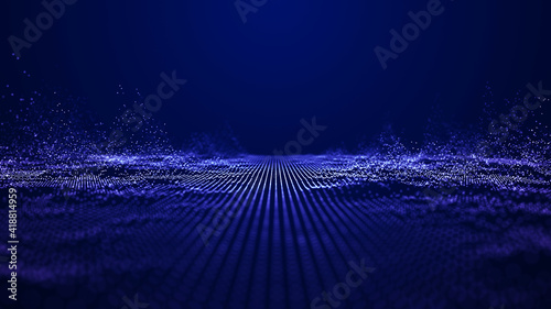 Futuristic point wave. Abstract background with a dynamic wave.Connecting background. Abstract wave. Artificial intelligence. Big data technology 3d rendering